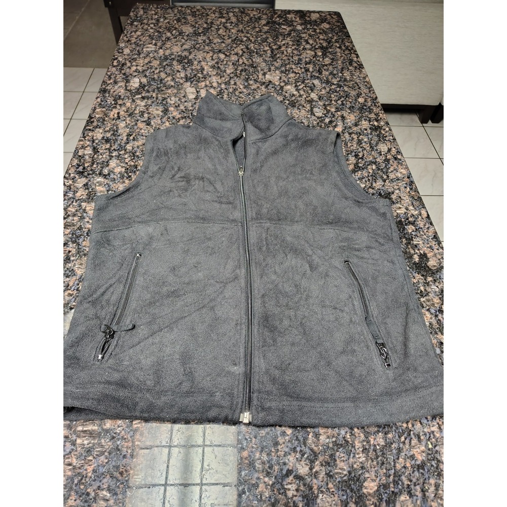 Columbia Mens Vest Medium Grey Pockets Full‎ Zip High Neck Fleece Logo Woman's M